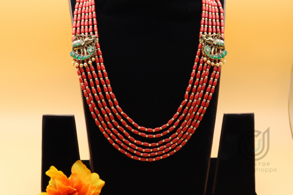 Multi Strand Coral Elephant Long Chain set